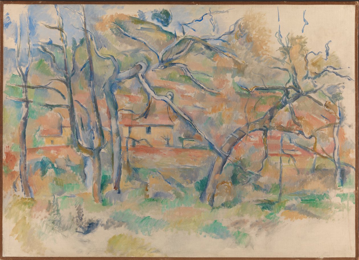 Drzewa i dom, Prowansja autorstwa Paul Cézanne