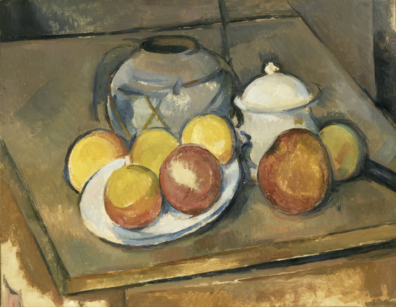 Wazon, Cukiernica i Jabłka autorstwa Paul Cézanne