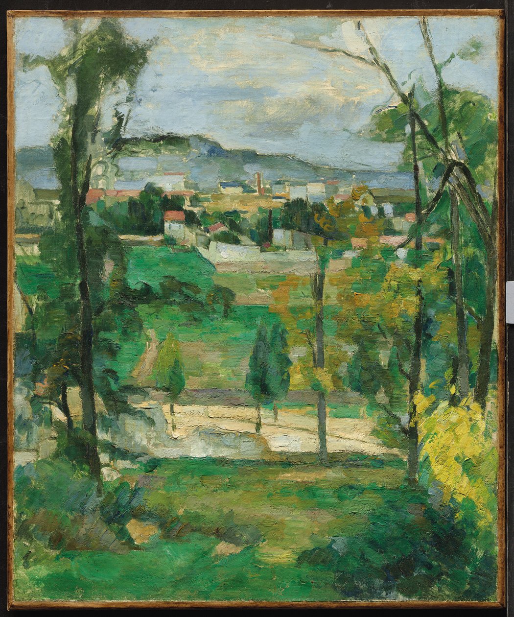 Wieś za drzewami, Île-de-France, ok.1879 autorstwa Paul Cézanne