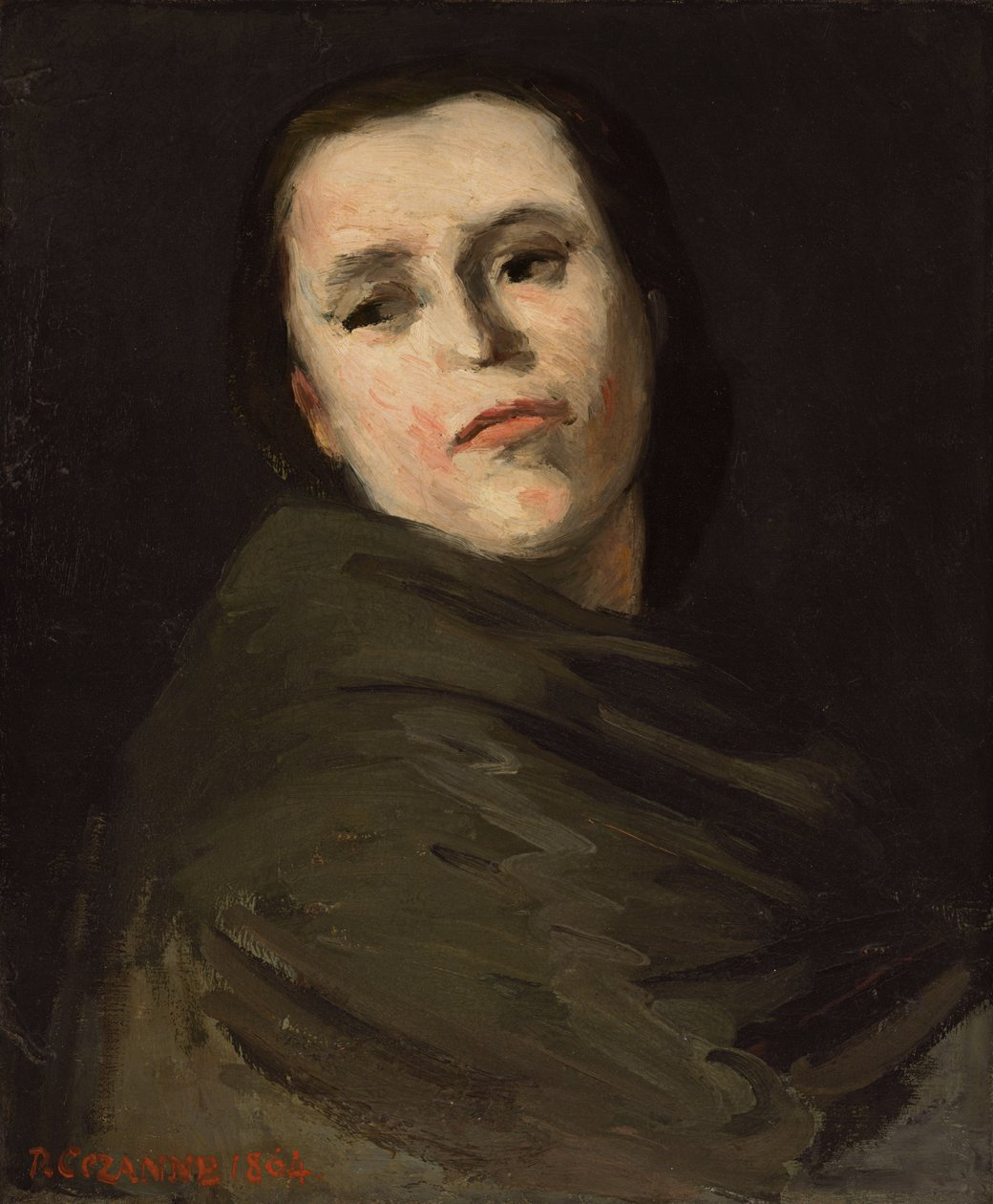 Głowa kobiety; Tete de femme, 1864 autorstwa Paul Cézanne