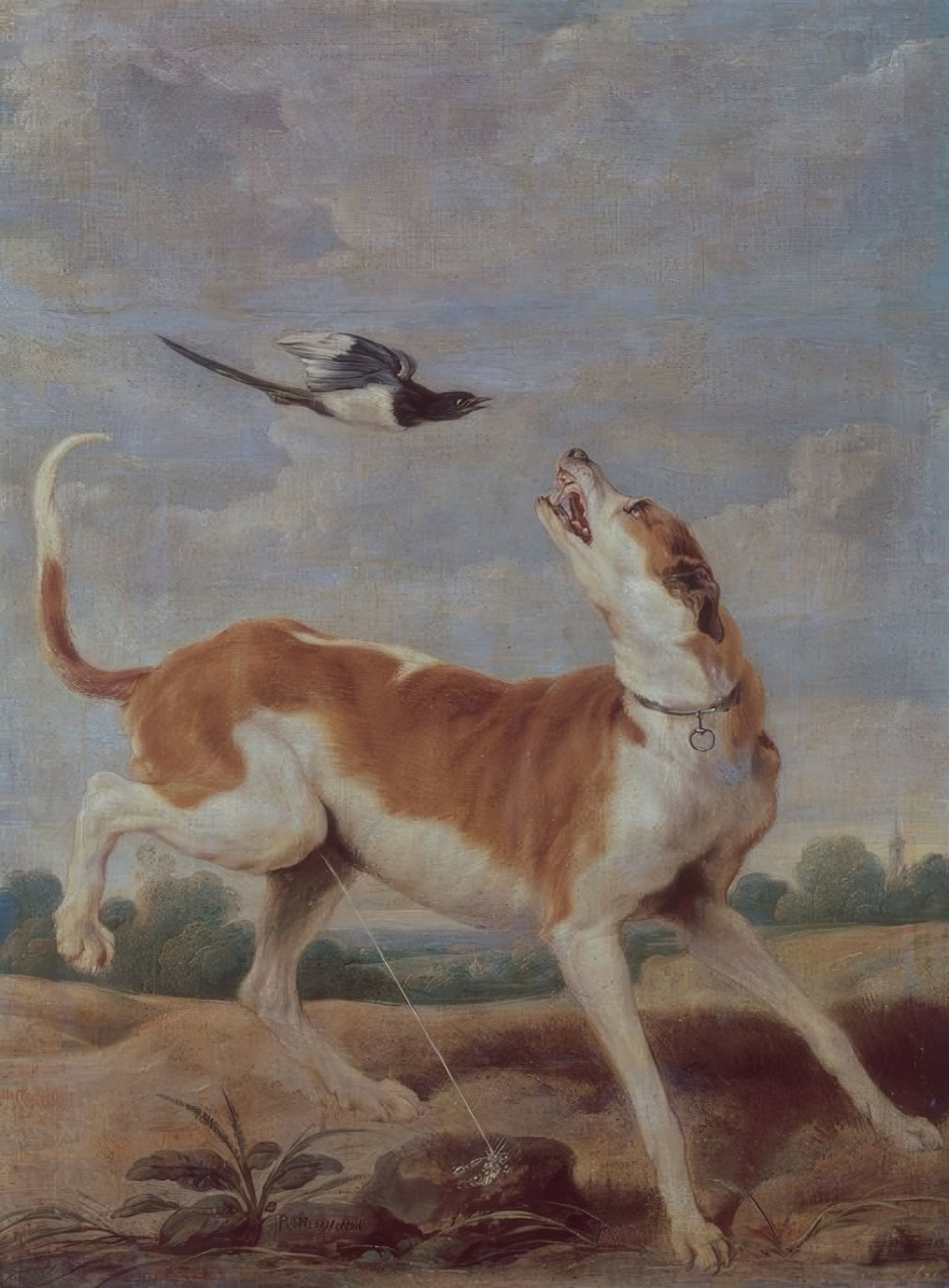 El perro y la picaza’, XVII wiek, Olej na płótnie, 115 cm x 83 cm, P01868 autorstwa Paul De Vos