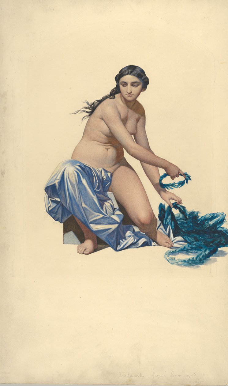 Studium dla postaci Sławy, z Hémicycle des Beaux-Arts, École des Beaux-Arts, ca. 1837-41. autorstwa Paul Delaroche