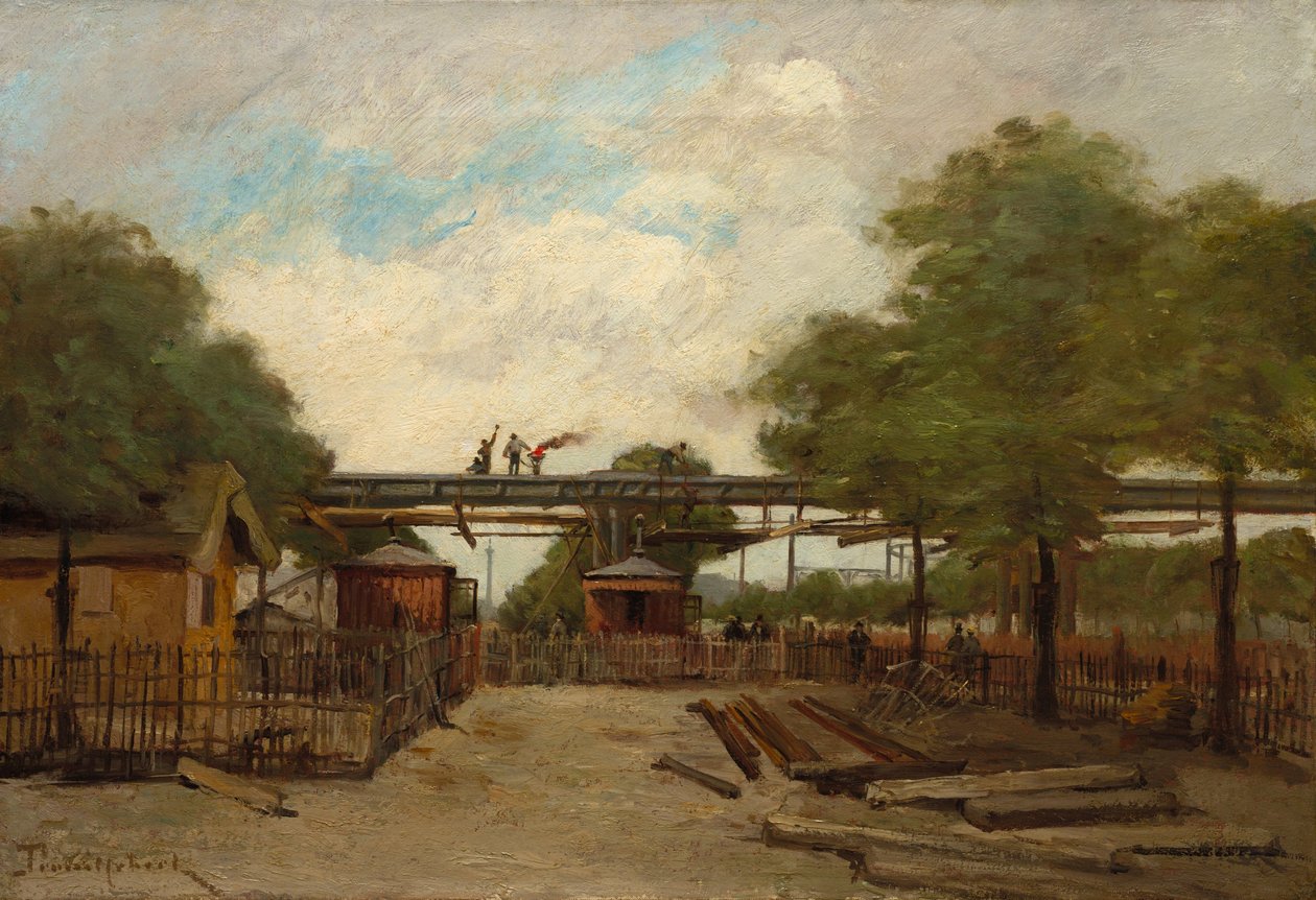 Budowa kolei nadziemnej: most nad Cours de Vincennes autorstwa Paul Desire Trouillebert