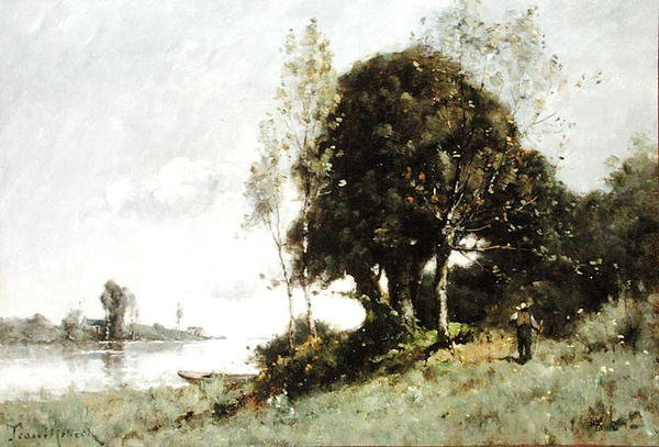 Wyspa nad Loarą (olej na płótnie) autorstwa Paul Desire Trouillebert
