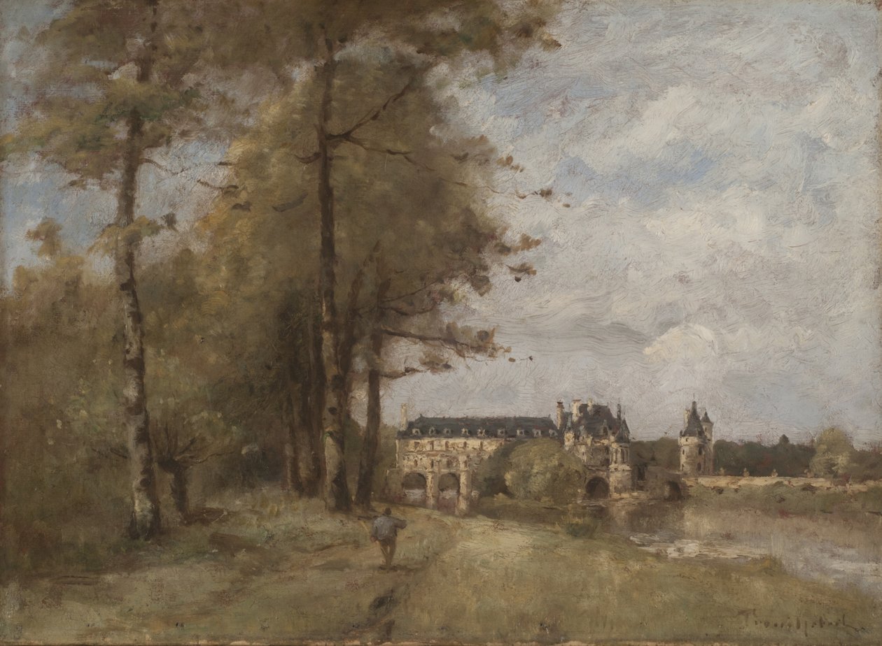 Zamek Chenonceau (olej na płótnie) autorstwa Paul Desire Trouillebert