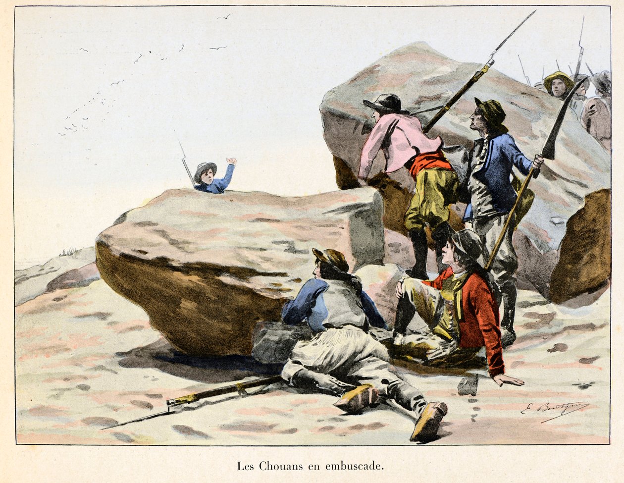Chouannerie: Les Chouans en ambuscade, koniec XVIII wieku - Ilustracja Emile