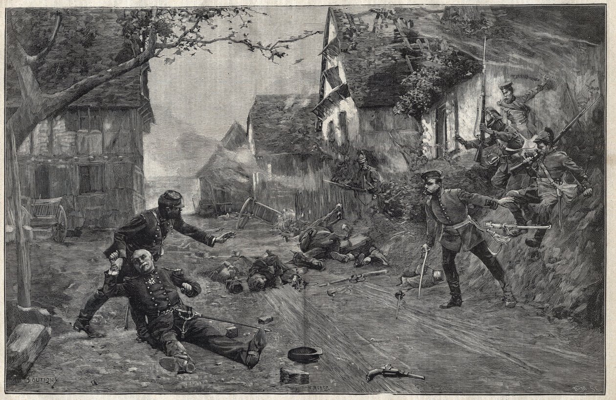 Wojna 1870-1871 - w bitwie pod Woerth (lub bitwie pod Froeschwiller Woerth, Froeschwiller-Woerth), 6 sierpnia autorstwa Paul Émile Boutigny