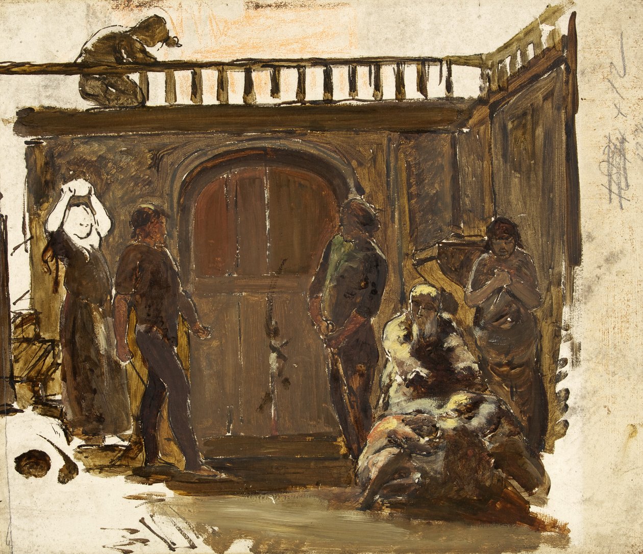 Szkic do „Kłótni” (olej na papierze) autorstwa Paul Falconer Poole