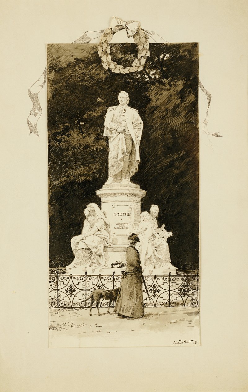 Elegancka dama pod pomnikiem Goethego, 1888 r. autorstwa Paul Fischer
