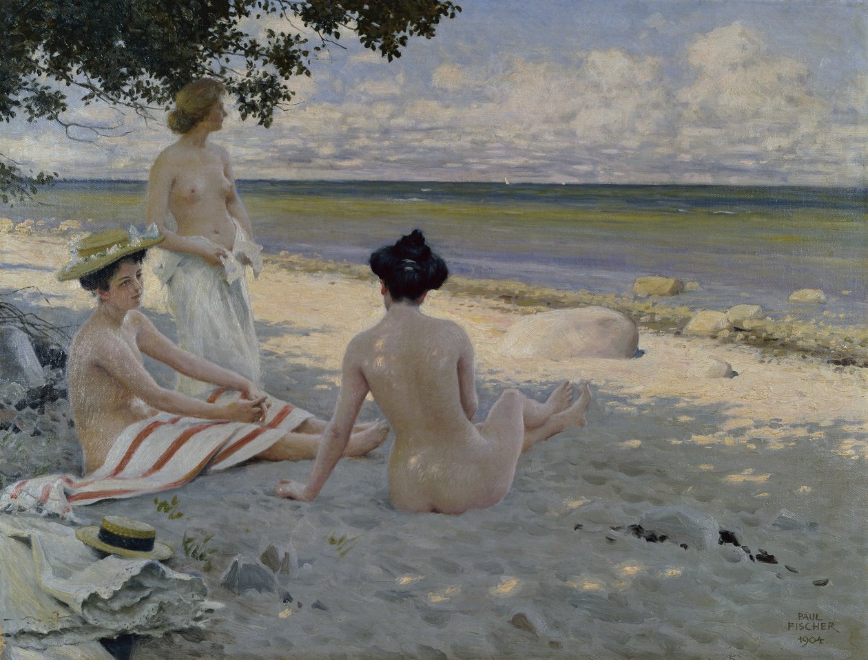 Na plaży (olej na płótnie) autorstwa Paul Fischer
