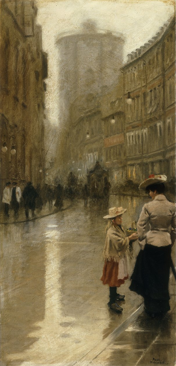 Młody sprzedawca kwiatów, autorstwa Paul Fischer