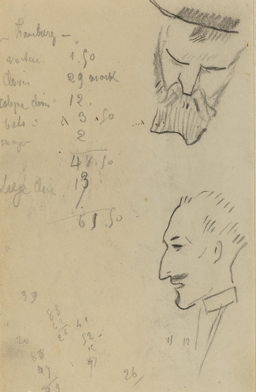 Brodaty mężczyzna i mężczyzna z profilu [verso] autorstwa Paul Gauguin