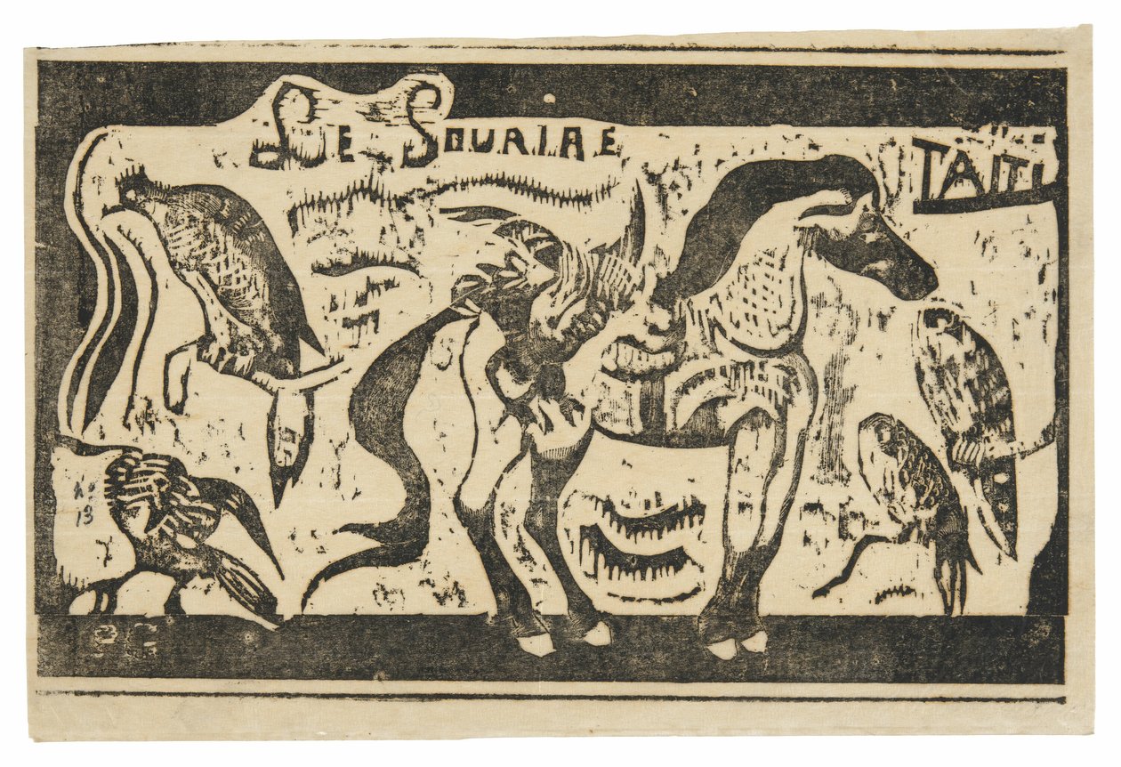 Koń i ptaki, nakrycie głowy dla Le sourire autorstwa Paul Gauguin