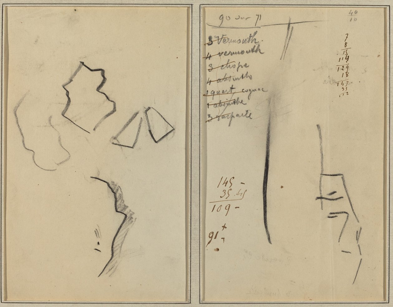 Profil i cztery kształty; Szkic głowy mężczyzny [recto] autorstwa Paul Gauguin