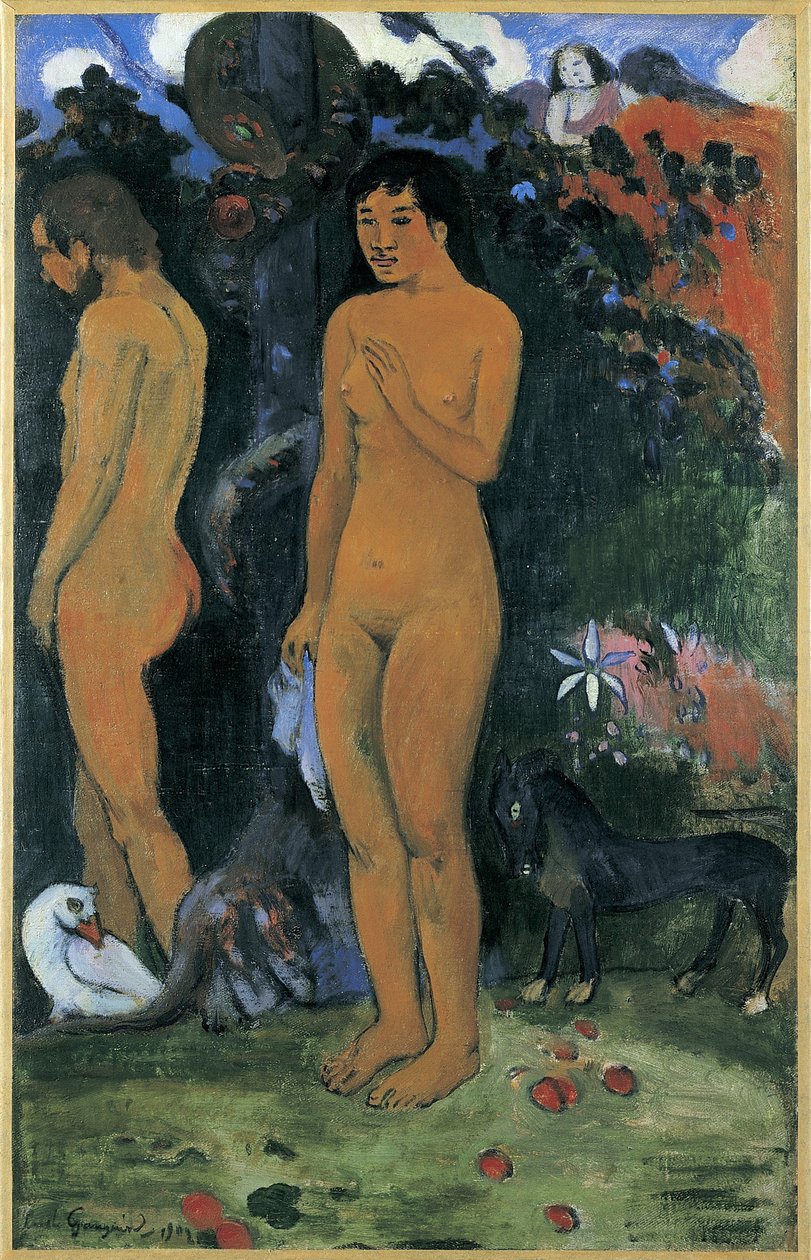 Adam i Ewa (Adam et Ewa) - Paul Eugene Henri Gauguin (1848-1903). olej na płótnie autorstwa Paul Gauguin
