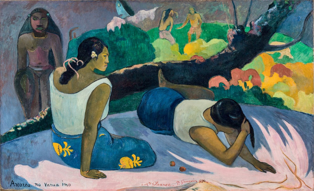 Arearea no Varua ino Słowa diabła lub Leżące Tahitańskie Kobiety. autorstwa Paul Gauguin
