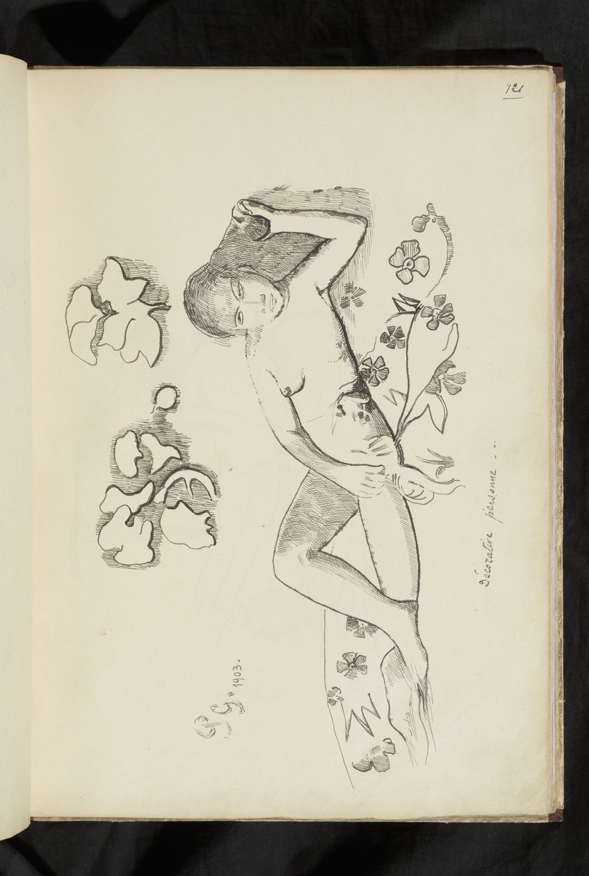 Przed i po - rysunek „Osoba dekoracyjna” autorstwa Paul Gauguin