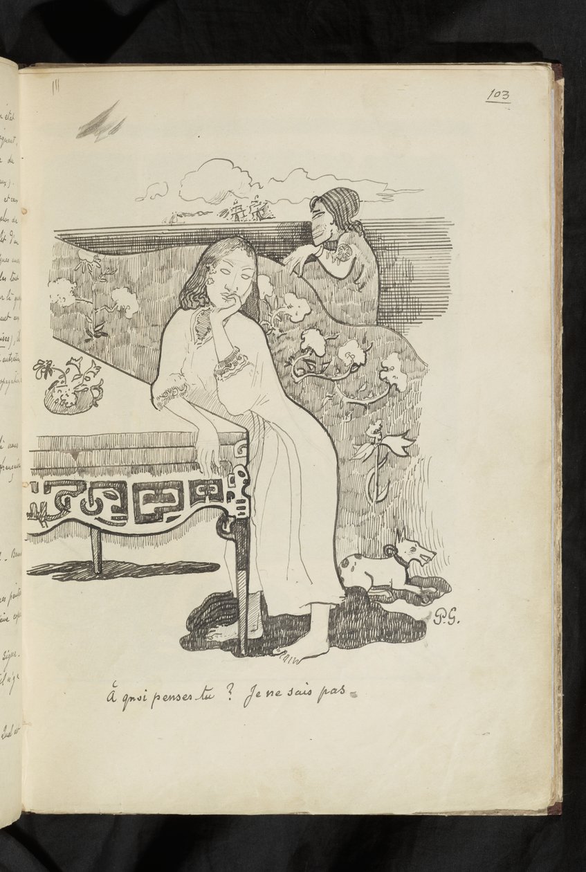 Przed i po - rysunek "O czym myślisz? Nie wiem" autorstwa Paul Gauguin
