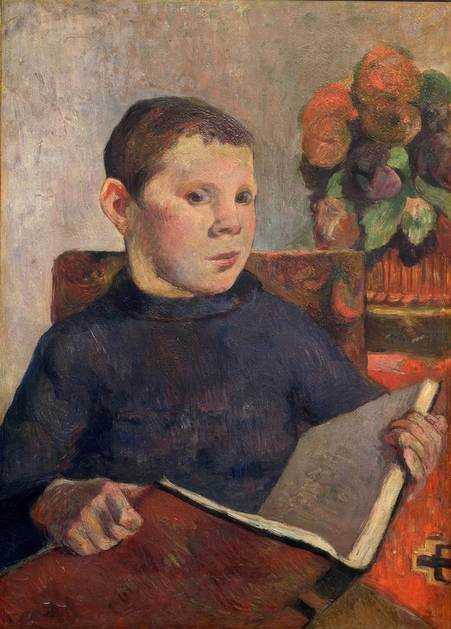 Portret syna Clovisa z książką autorstwa Paul Gauguin
