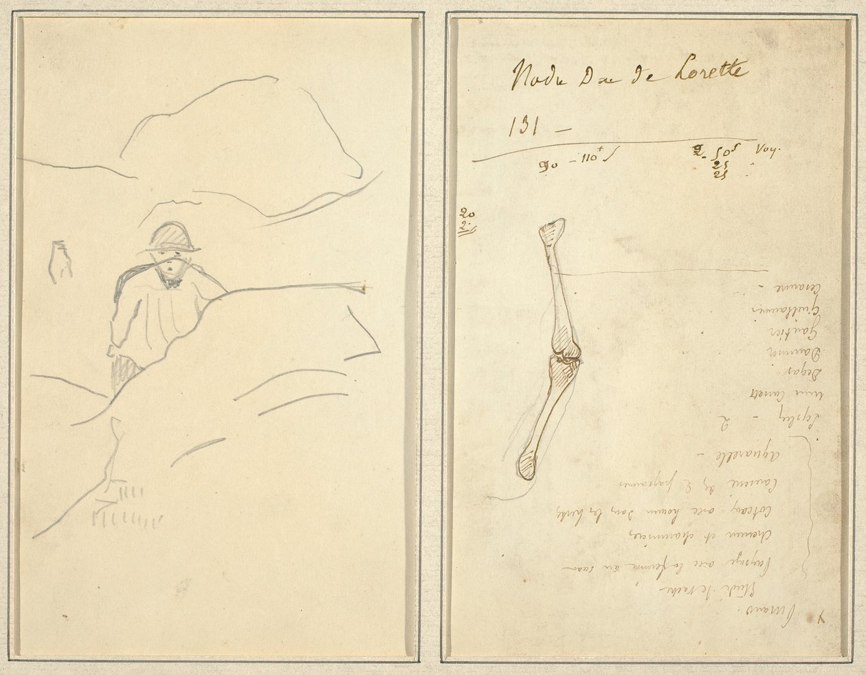 Breton chłopiec w krajobrazie; Studium ramienia [verso] autorstwa Paul Gauguin