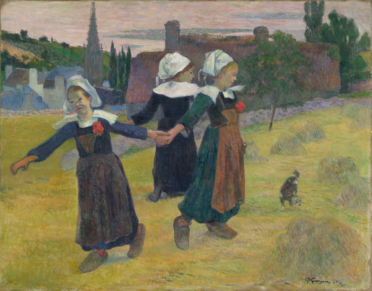 Tańczące bretońskie dziewczyny, Pont-Aven autorstwa Paul Gauguin