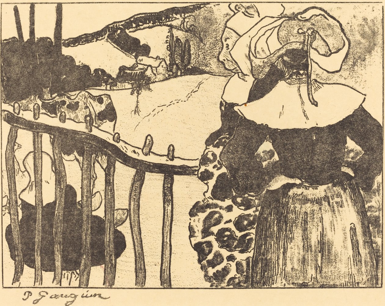 Bretońskie kobiety obok płotu autorstwa Paul Gauguin