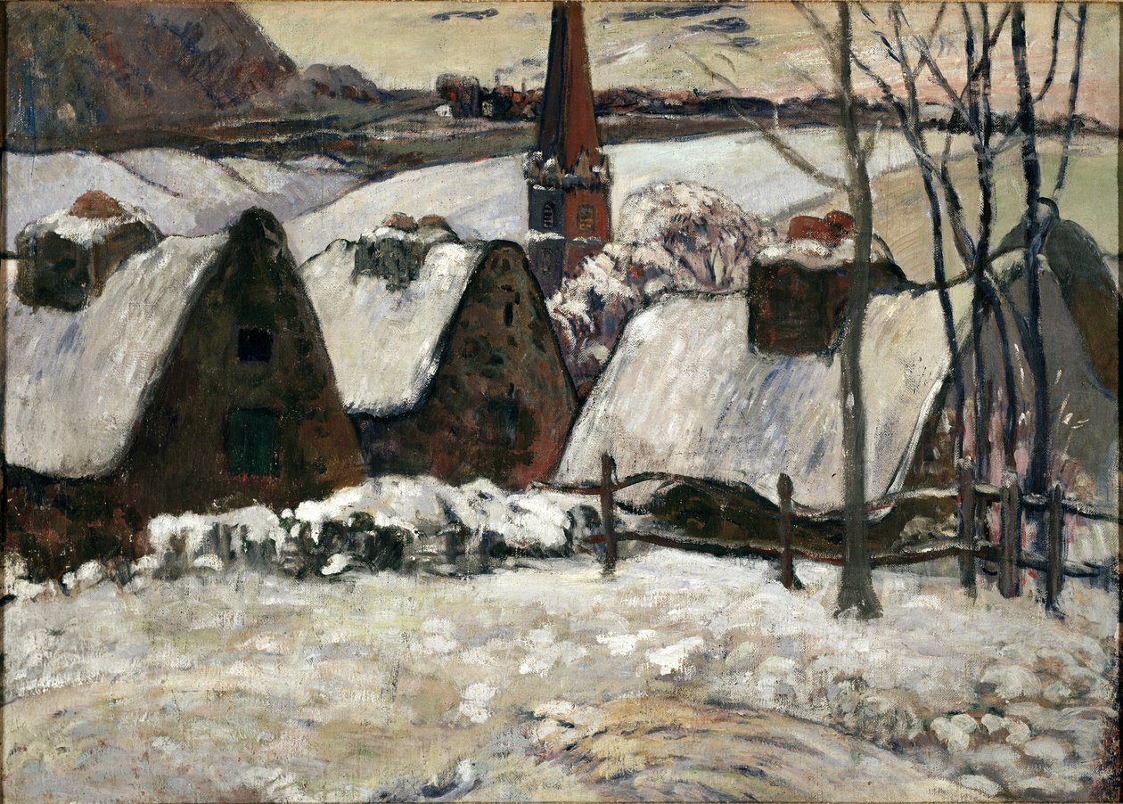 Bretońska wieś pod śniegiem (olej na płótnie) autorstwa Paul Gauguin