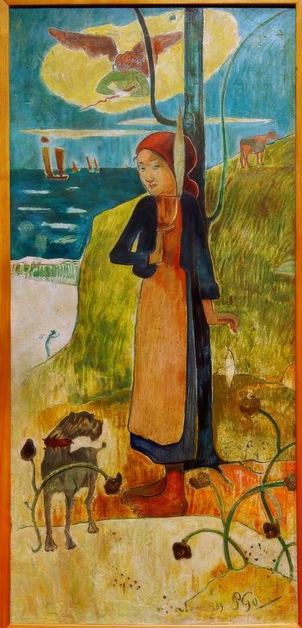 Bretonka przędzenia (Johanna von Orleans) autorstwa Paul Gauguin