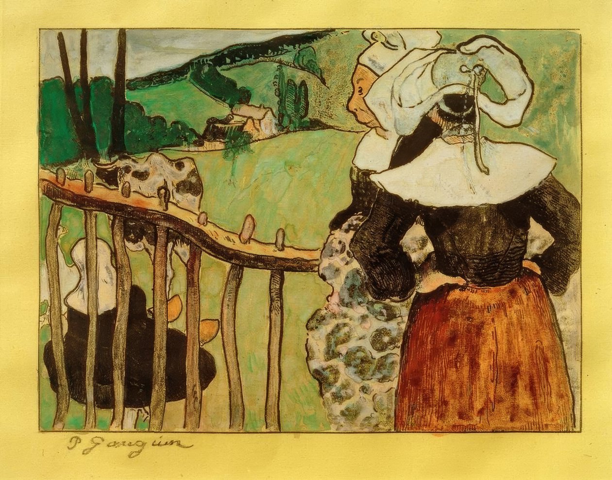 Bretończycy na barierze autorstwa Paul Gauguin