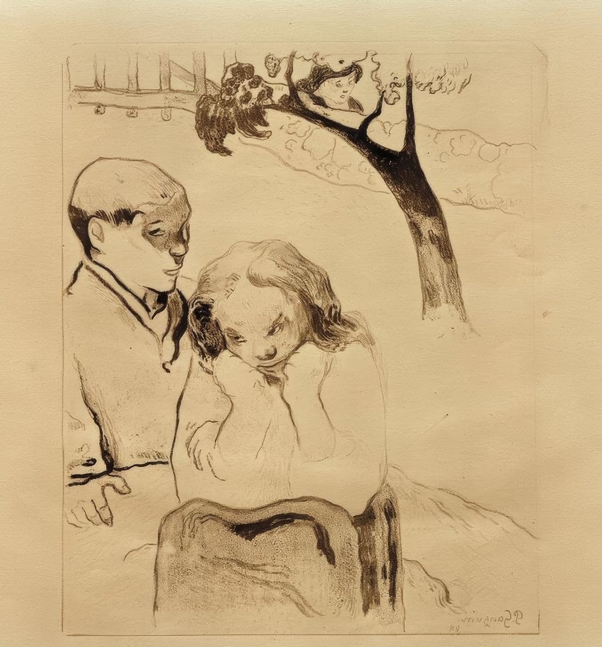 Bretończycy na barierze autorstwa Paul Gauguin