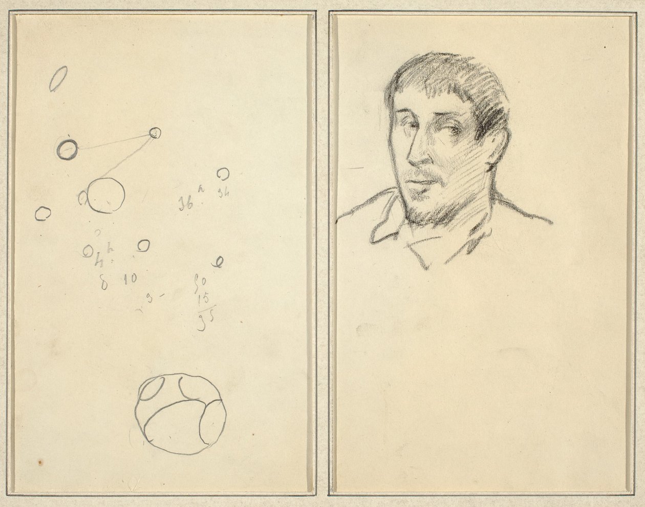 Koła i cyfry; Autoportret [rekto] autorstwa Paul Gauguin