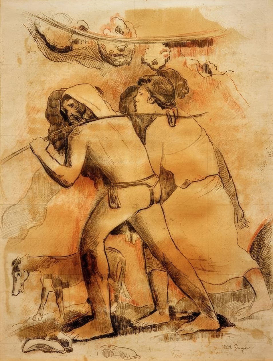 Wyjazd (Adam i Ewa) autorstwa Paul Gauguin