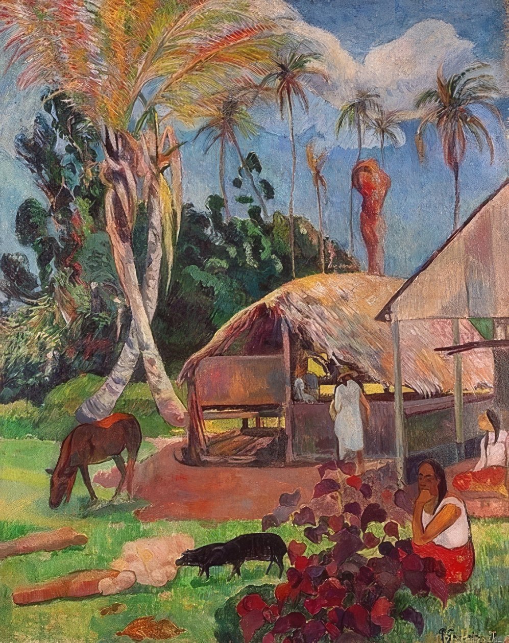Czarne świnie. 1891 autorstwa Paul Gauguin