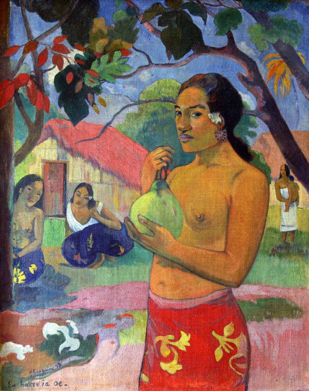 „Eu haere ia oe Kobieta trzymająca owoc. Dokąd idziesz”, 1893. autorstwa Paul Gauguin