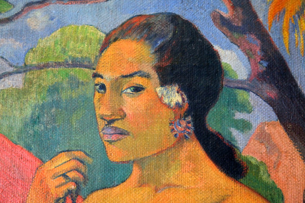 „Eu haere ia oe Kobieta trzymająca owoc. Dokąd idziesz”, 1893. autorstwa Paul Gauguin