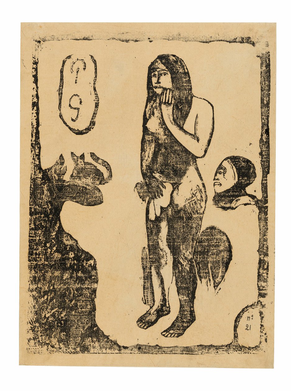 Ewa, z zestawu późnych odbitek drewnopodobnych autorstwa Paul Gauguin