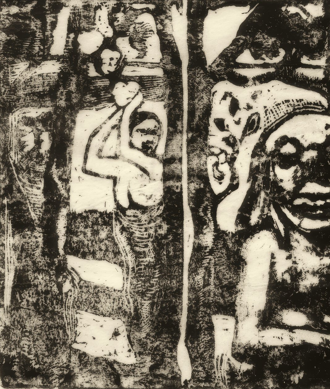 Kobieta zbierająca owoce i Oviri autorstwa Paul Gauguin