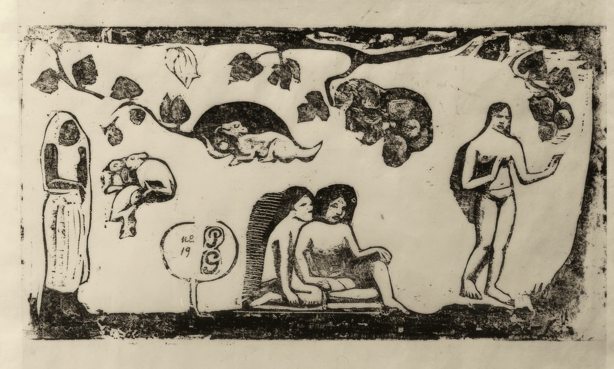 Kobiety, zwierzęta i liście autorstwa Paul Gauguin