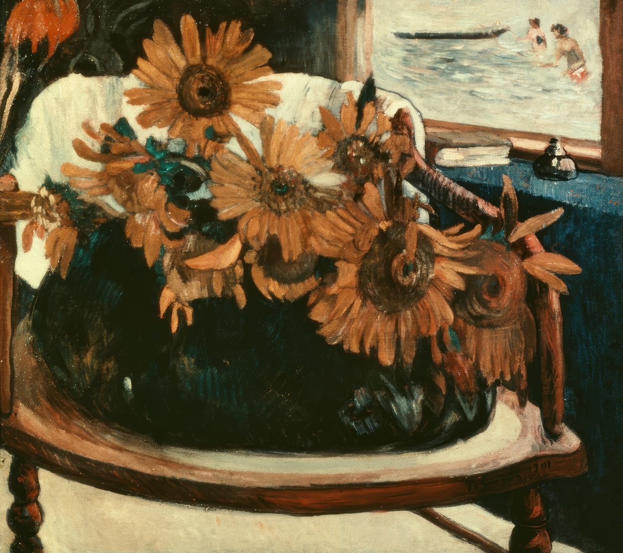 Kwiaty słonecznika na krześle I autorstwa Paul Gauguin