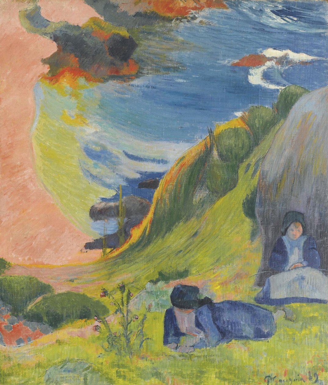 Francuski:  Au-dessus de la mer Nad morzem autorstwa Paul Gauguin