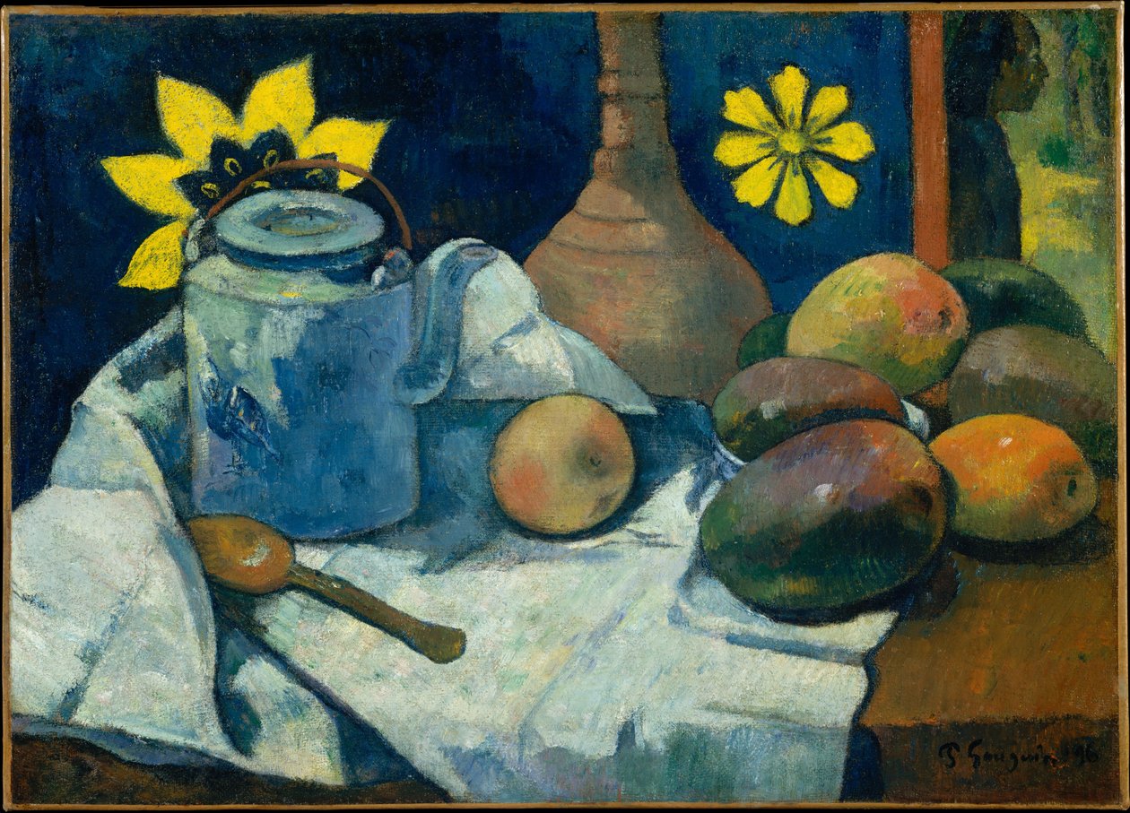 Francuski:  La Théière et les fruits Martwa natura z imbrykiem i owocami autorstwa Paul Gauguin