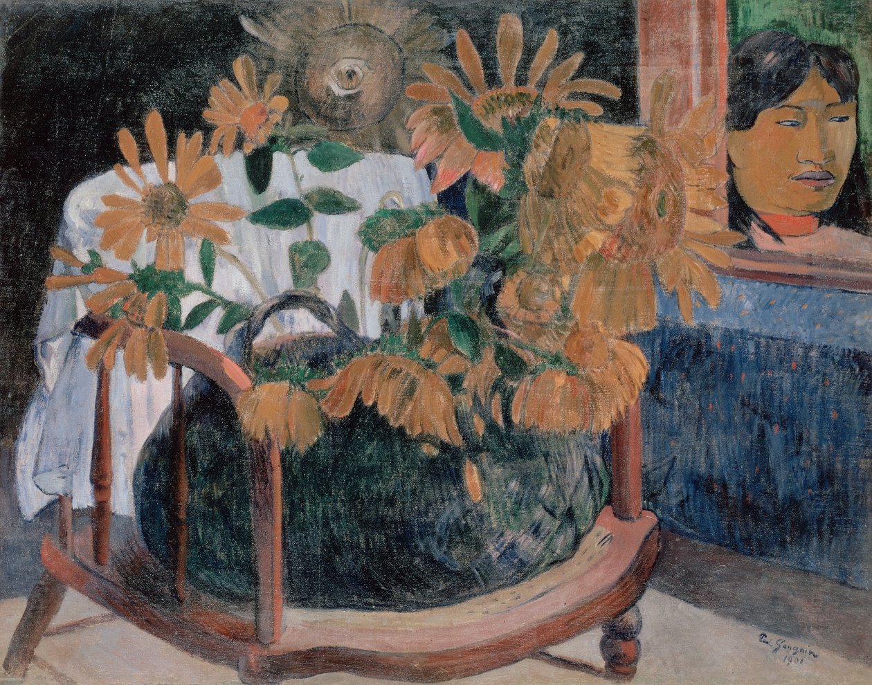 Francuski: Nature morte avec des tournesols sur un fauteuil (II) Sunflowers autorstwa Paul Gauguin