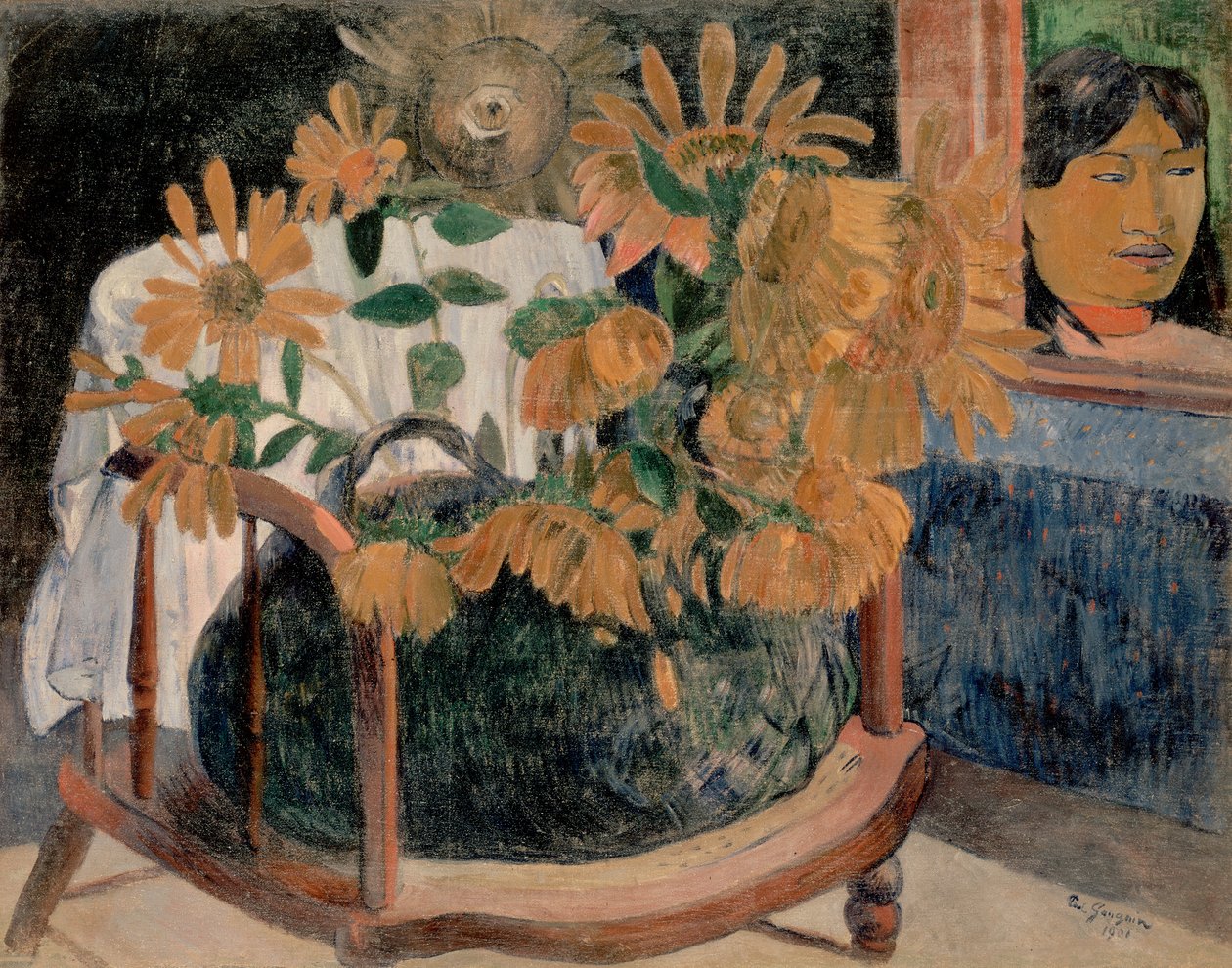 Francuski: Nature morte avec des tournesols sur un fauteuil (II) Sunflowers autorstwa Paul Gauguin