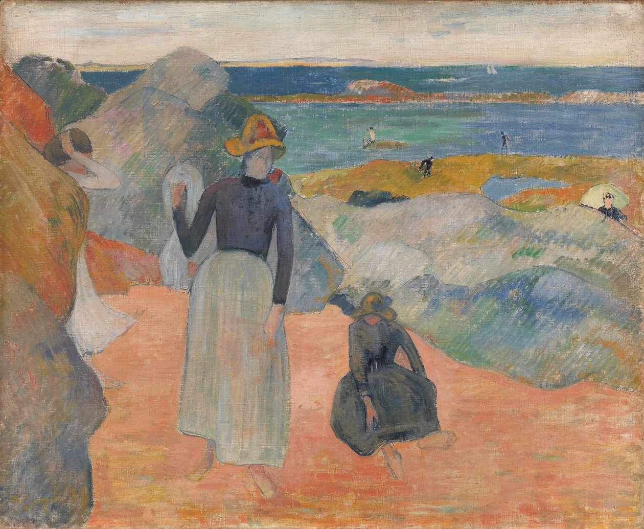 Francuski:  Sur la plage en Bretagne Na plaży autorstwa Paul Gauguin