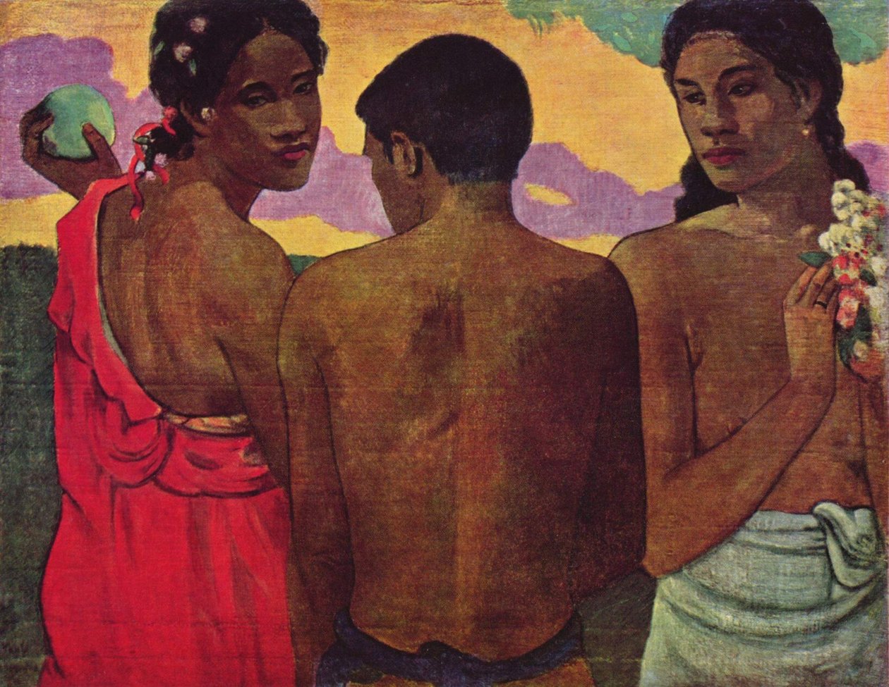 Francuski: Trois Tahitiens lub Rozmowa Trzech Tahitańczyków autorstwa Paul Gauguin