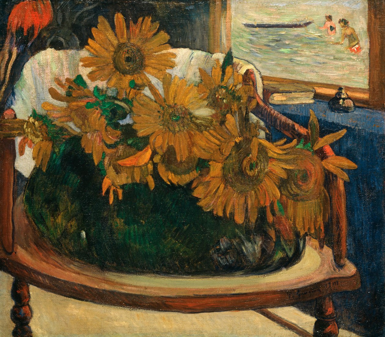 Niemiecki: Tournesols sur un fauteuil Słoneczniki na fotelu autorstwa Paul Gauguin