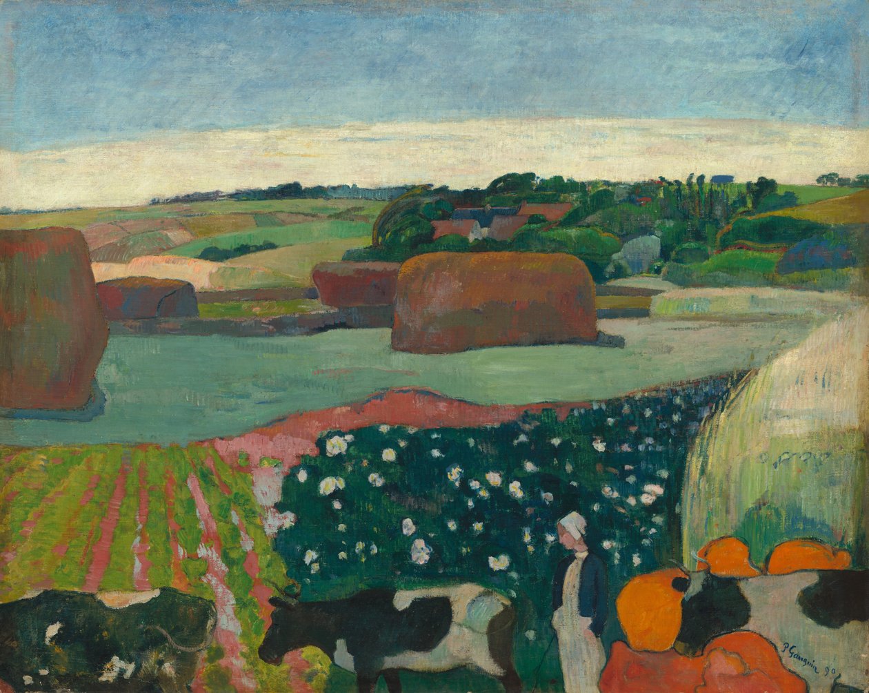 Stogi siana w Bretanii, 1890. autorstwa Paul Gauguin
