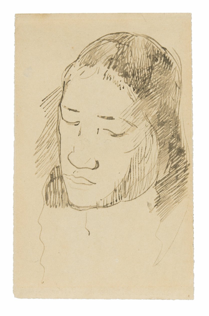 Głowa kobiety z Tahiti (recto), szkice szczegółów anatomicznych (verso) autorstwa Paul Gauguin