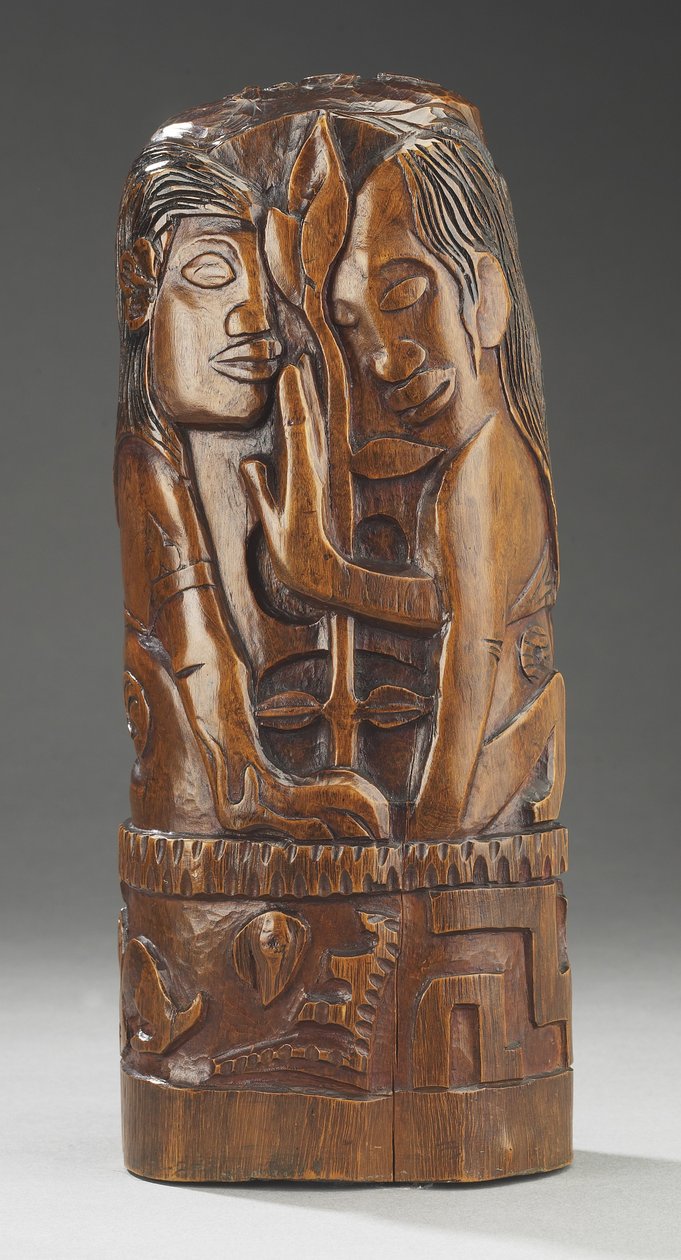 Heena i Fatu, ok. 1892 (drewno Tamanu) autorstwa Paul Gauguin