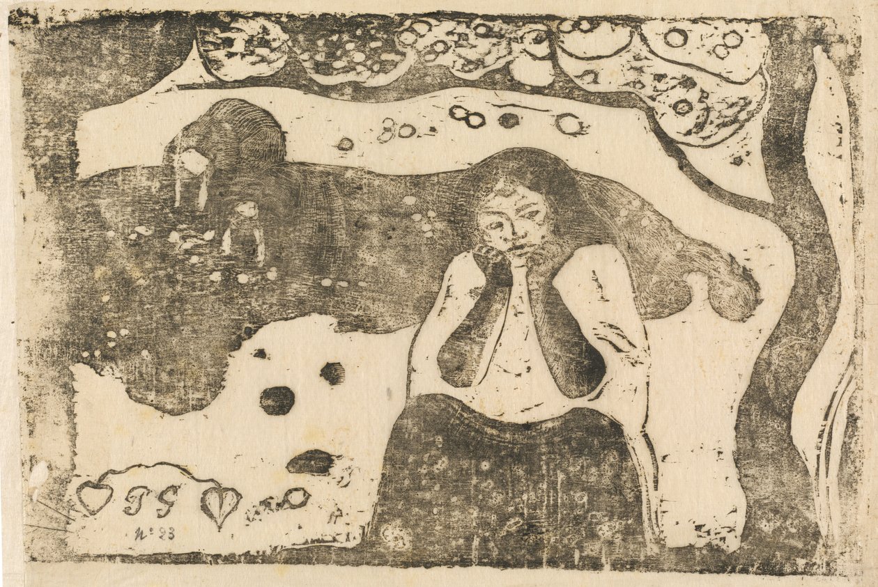Ludzki smutek Miseres humaines, w roku 1895 lub później. autorstwa Paul Gauguin
